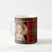 Personalized First Christmas Photo Tartan コーヒーマグカップ (正面左)