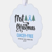Personalized FIRST CHRISTMAS Prostate Cancer Free  オーナメントカード (左)