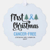 Personalized FIRST CHRISTMAS Prostate Cancer Free  オーナメントカード (正面)