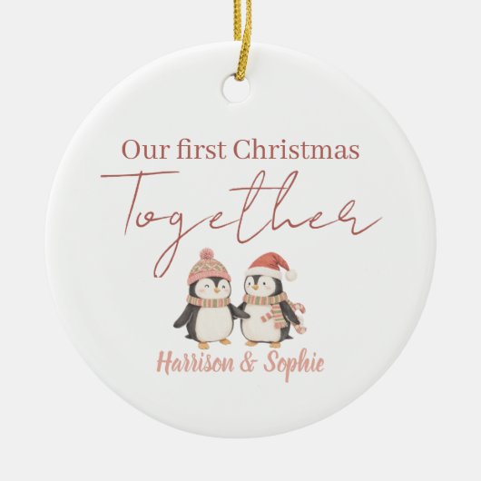 Personalized first Christmas together newlyweds セラミックオーナメント (正面)