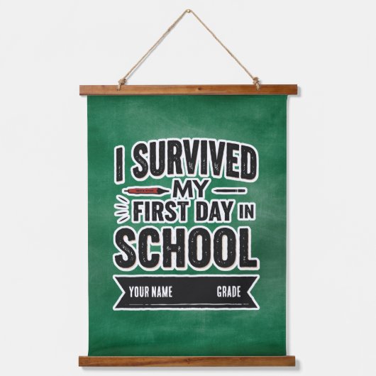 Personalized First Day of School Art 吊り下げ型タペストリー (正面)