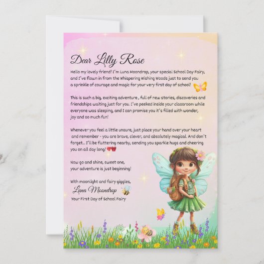 Personalized First Day of School Fairy Letter  招待状 (正面)