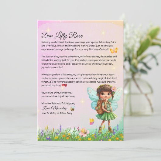 Personalized First Day of School Fairy Letter  招待状 (スタンド正面)