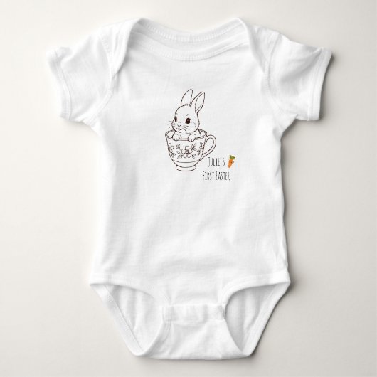 Personalized First Easter Bunny ベビーボディスーツ (正面)