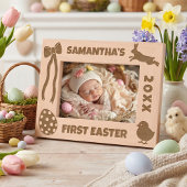 Personalized First Easter-Bunny, Eggs, Chick, Bow レーザー彫刻フレーム