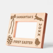Personalized First Easter-Bunny, Eggs, Chick, Bow レーザー彫刻フレーム (左)