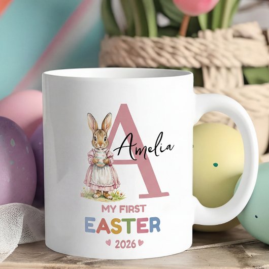 Personalized First Easter Girl Easter Rabbit  コーヒーマグカップ