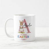 Personalized First Easter Girl Easter Rabbit  コーヒーマグカップ (左)
