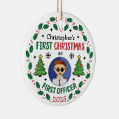Personalized First Officer Custom Name Christmas セラミックオーナメント (右)