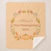 Personalized First Thanksgiving シェルパブランケット (正面)