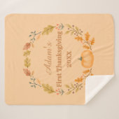 Personalized First Thanksgiving シェルパブランケット (正面(横))