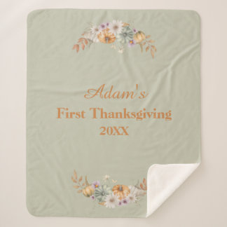 Personalized First Thanksgiving シェルパブランケット
