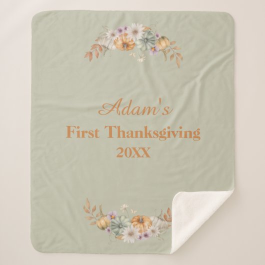 Personalized First Thanksgiving シェルパブランケット (正面)