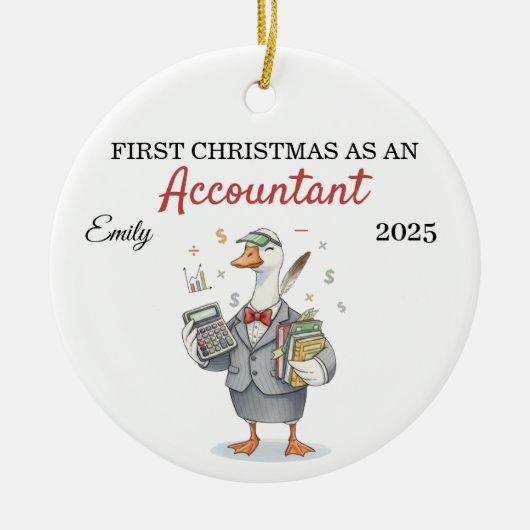 Personalized First Year Accountant silly goose セラミックオーナメント (正面)
