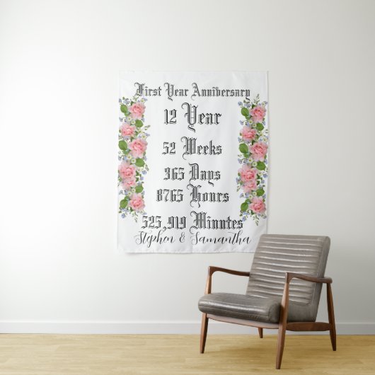 Personalized first  year anniversary typography  タペストリー (インサイチュ)