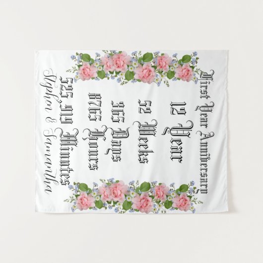 Personalized first  year anniversary typography  タペストリー (正面(横))