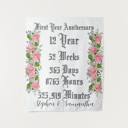 Personalized first  year anniversary typography  タペストリー (正面)