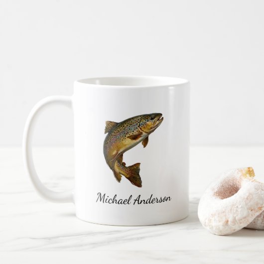 Personalized Fishing Lover  – Trout Fishing Design コーヒーマグカップ (ドーナツ)