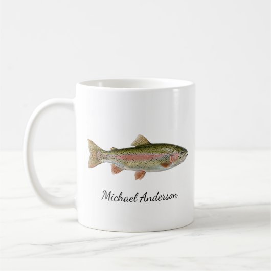Personalized Fishing Lover  – Trout Fishing Design コーヒーマグカップ (左)