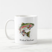 Personalized Fishing Lover  – Trout Fishing Design コーヒーマグカップ (左)