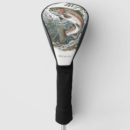 Personalized Fishing Lover  – Trout Fishing Design ゴルフヘッドカバー (正面)