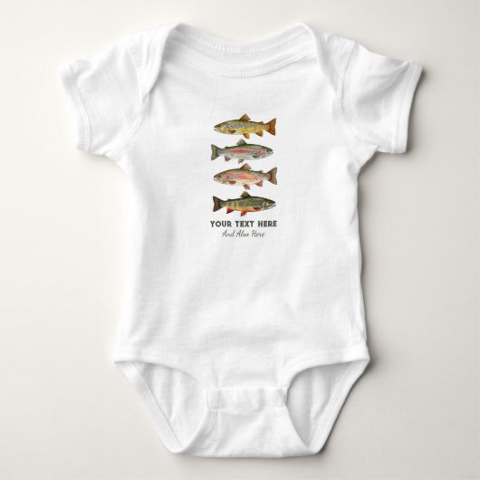 Personalized Fishing Lover  – Trout Fishing Design ベビーボディスーツ (正面)