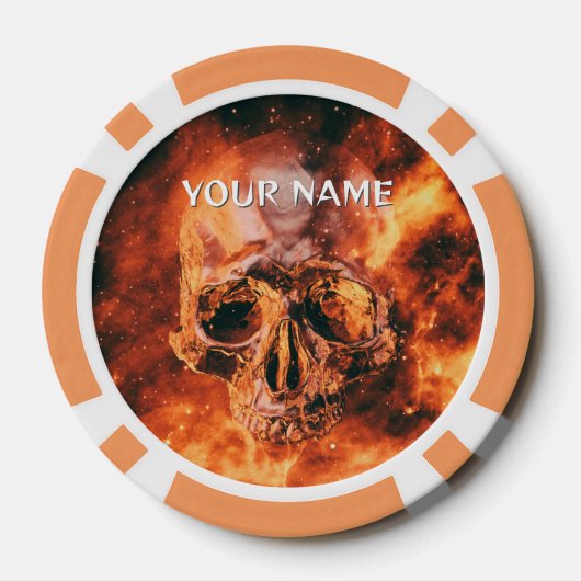 Personalized Flaming skull in space ポーカーチップ (裏面)