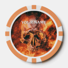 Personalized Flaming skull in space ポーカーチップ