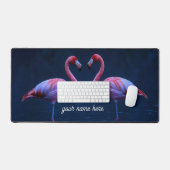Personalized Flamingo Couple Desk Pad デスクマット (キーボード&マウス)