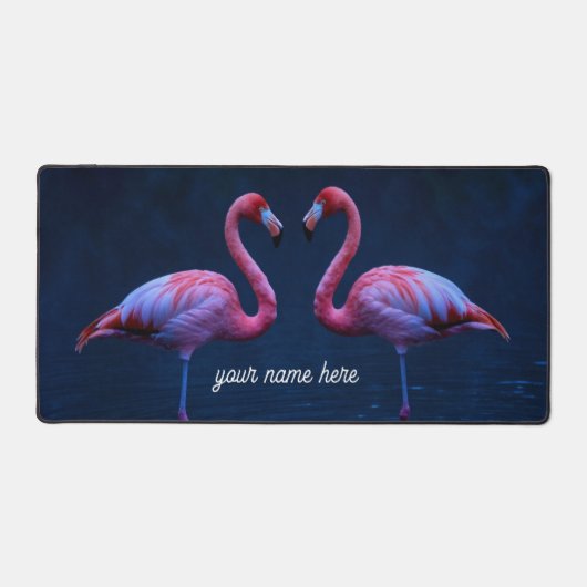 Personalized Flamingo Couple Desk Pad デスクマット (正面)