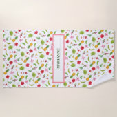 Personalized Flamingo Tropics Coastal Seaside ビーチタオル (正面)