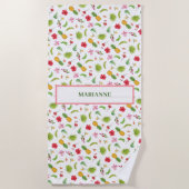 Personalized Flamingo Tropics Coastal Seaside ビーチタオル (正面)