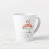 Personalized Flamingo X Years Together Anniversary カフェラテマグ (右アングル)