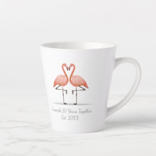 Personalized Flamingo X Years Together Anniversary カフェラテマグ (右)
