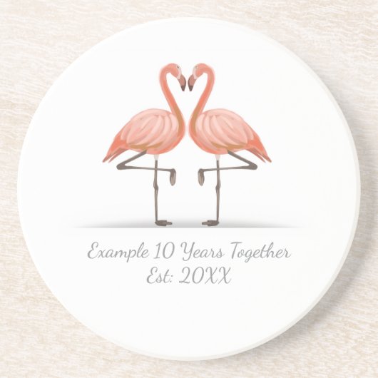 Personalized Flamingo X Years Together Anniversary コースター (正面)