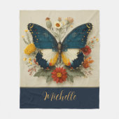 Personalized Fleece Blanket Butterfly Floral  フリースブランケット (正面)