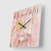 personalized Floral氏および夫人 スクエア壁時計 (傾斜)