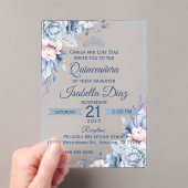 Personalized Floral Acrylic Quinceañera Invitation アクリル招待状 (インサイチュ (ポータブル))