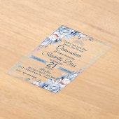 Personalized Floral Acrylic Quinceañera Invitation アクリル招待状 (レイダウン)