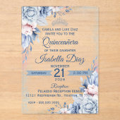 Personalized Floral Acrylic Quinceañera Invitation アクリル招待状 (正面)