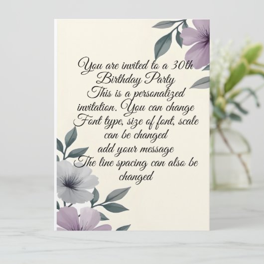 Personalized Floral Anything Invitation 招待状 (スタンド正面)