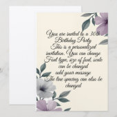 Personalized Floral Anything Invitation 招待状 (正面/裏面)