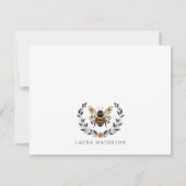 Personalized Floral Bee Laurel ノートカード (正面)