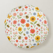Personalized Floral Bee Round Pillow ラウンドクッション (裏面)
