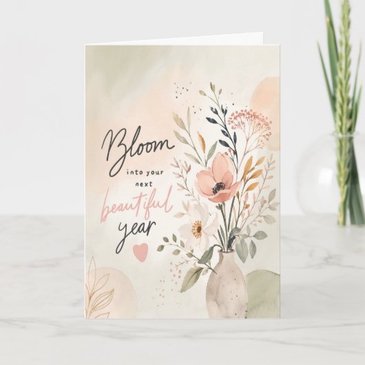 Personalized Floral Birthday Card – Bloom  カード (正面)