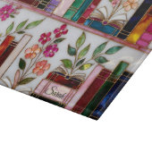 Personalized Floral Bookshelf Glass Cutting Board カッティングボード (角)