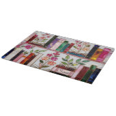 Personalized Floral Bookshelf Glass Cutting Board カッティングボード (角)