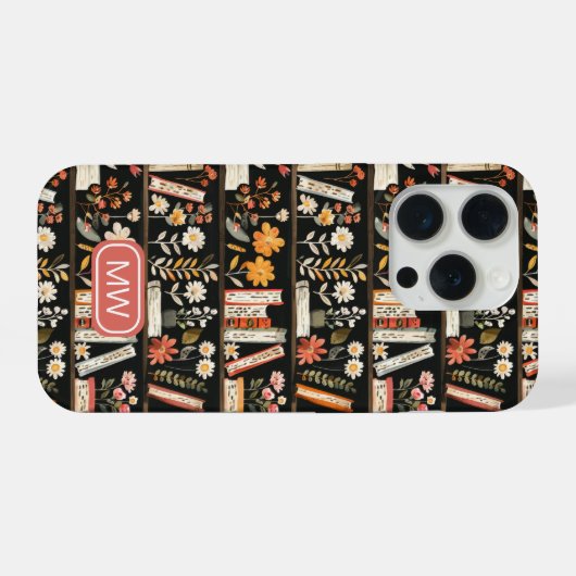 Personalized Floral Bookshelf Phone Case iPhoneケース (裏面横)