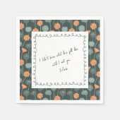 Personalized Floral Border Love Note Napkin  スタンダードカクテルナプキン (正面)