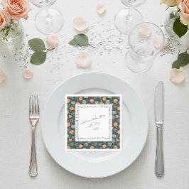 Personalized Floral Border Love Note Napkin  スタンダードカクテルナプキン